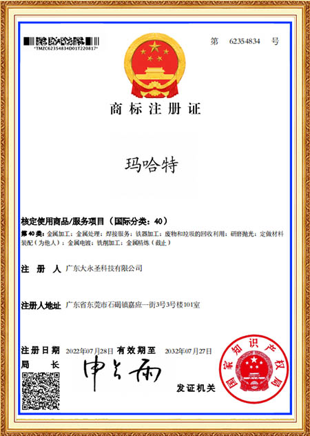 Trademark registration certificate